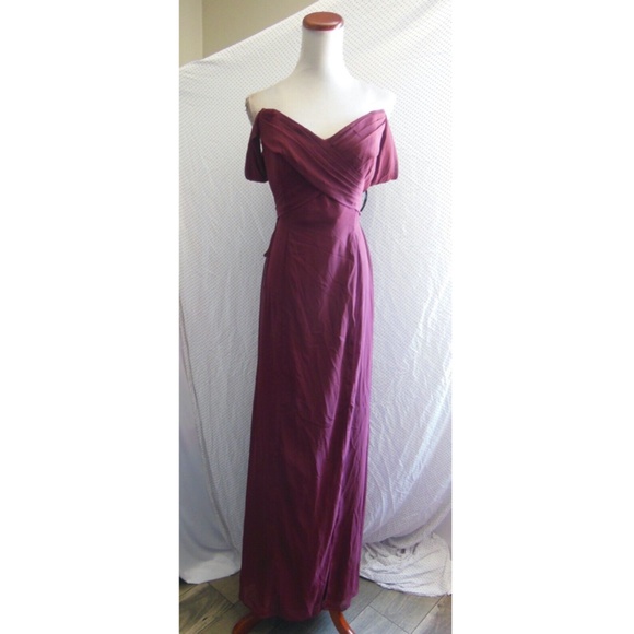 NEW 8193 SOCIAL BRIDESMAIDS Cabernet STRAPLESS V-Neck CHIFFON Trumpet GOWN 10 - Picture 9 of 12